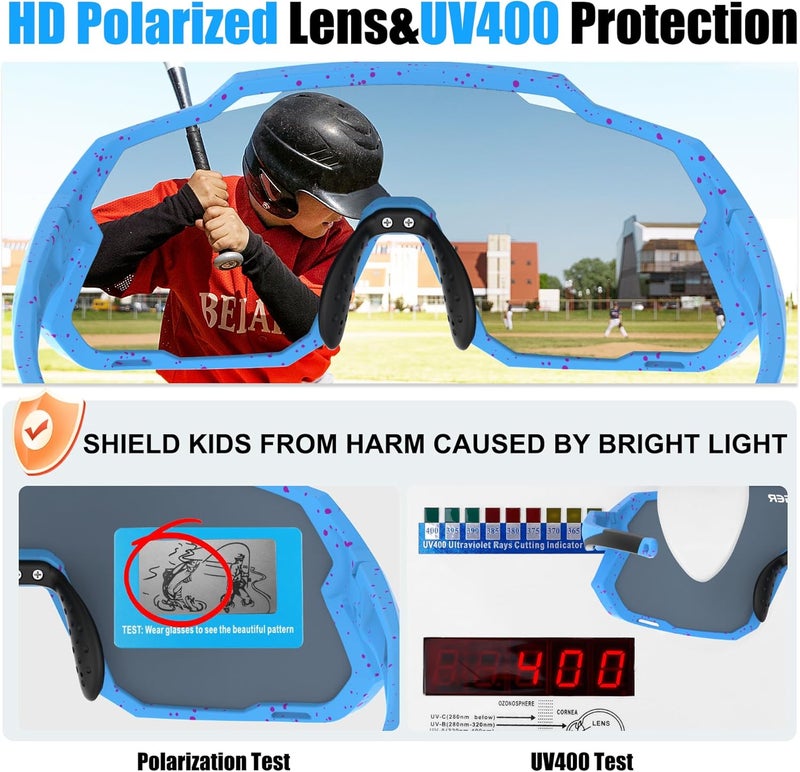 Xtiger Kids Sunglasses Polarized Youth Baseball Sunglasses for 8-14 boys girls UV400 Sports Softball Cycling Glasses - Image 4